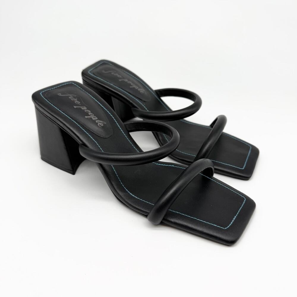 FREE PEOPLE Parker Double Strap Block Heel Sandals Black 39